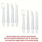 8-Piece Set Water Flosser Replacement Tips, Standard & Orthodontic Nozzles, Unscented Oral Irrigator Accessories Teeth Cleaning