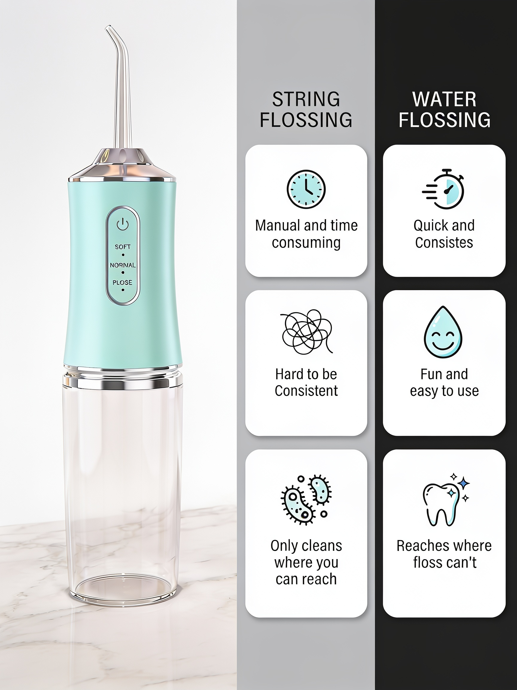 Cordless Water Flosser-Blast Out What Your Toothbrush Leaves Behind